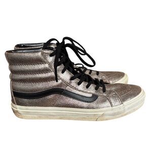 Vans Sk8-Hi Slim Metallic Gold Black High Top Sneakers Shoes Mens 8 Women's 9.5